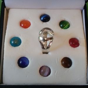 .925 Ring w/interchangeable Colored Stones